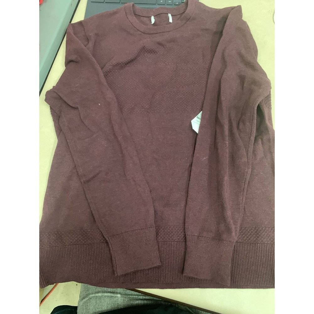 Men's Textured Regular Fit Crewneck Sweater - Goodfellow & Co™ Burgundy M Medium - Picture 3 of 5